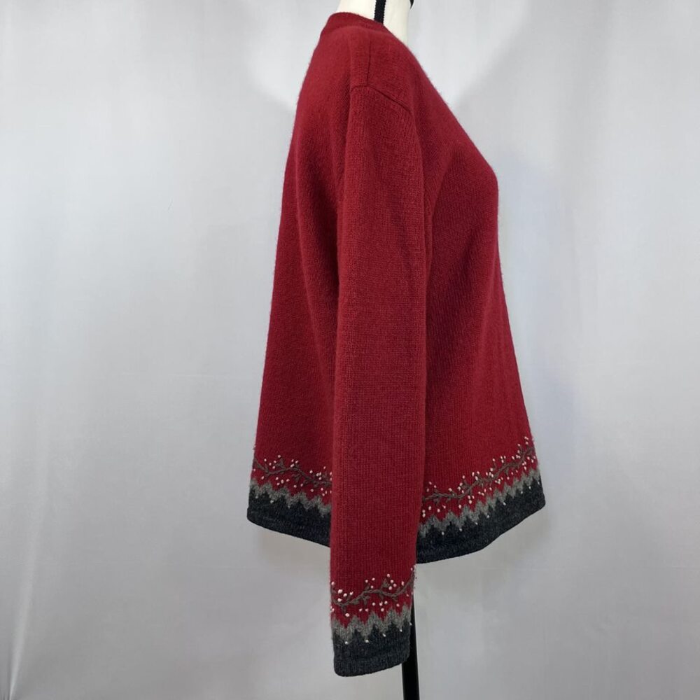 Woolrich V neck pullover sweater wool red womens XL - Picture 4 of 12